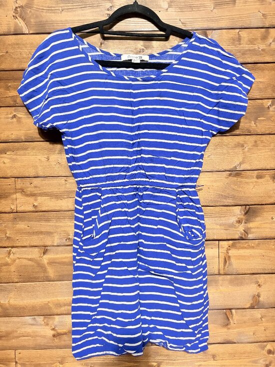 Forever 21 Dresses & Skirts - Forever 21 blue& white striped nautical dress size S